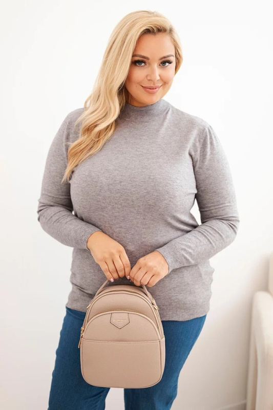 Kesi Dámský svetr Plus Size 1112 se stojáčkem Barva: Šedá, Velikost: UNI