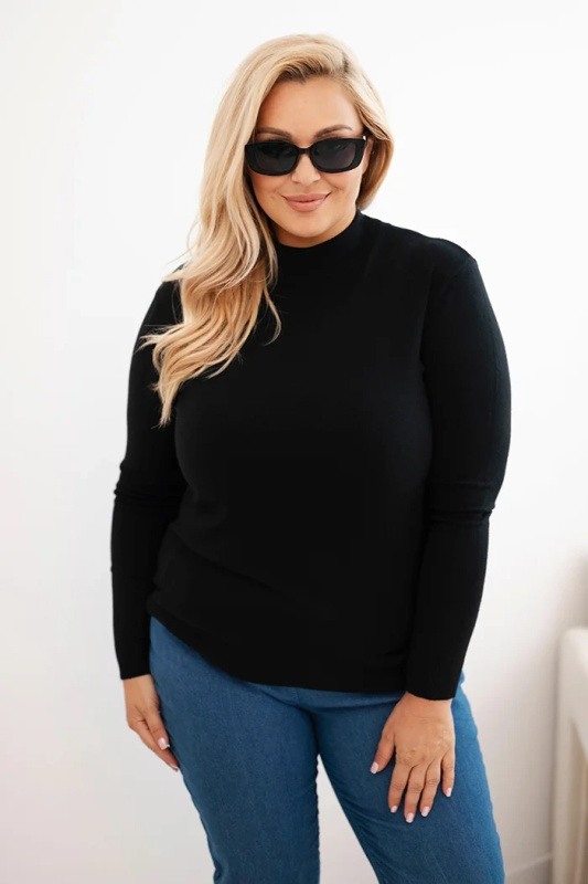 Kesi Dámský svetr Plus Size 1112 se stojáčkem Barva: Černá, Velikost: UNI