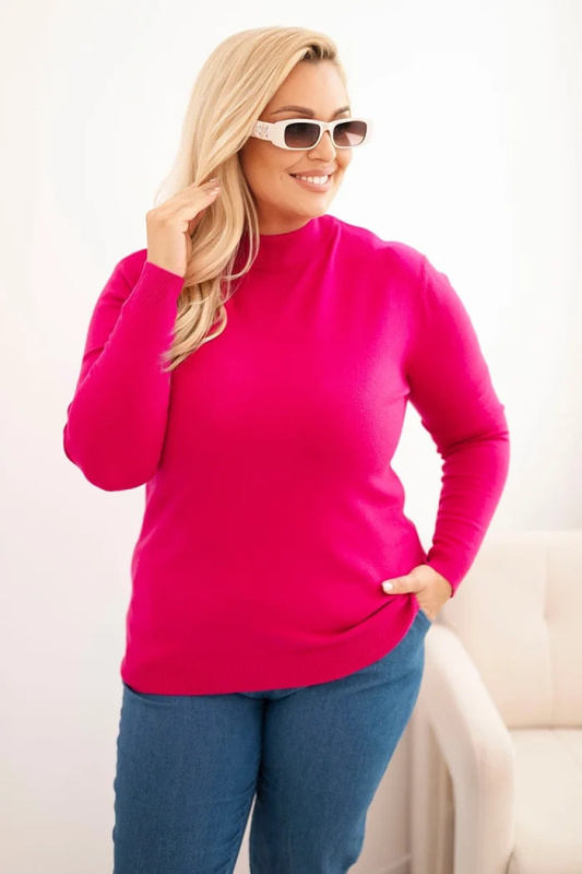 Dámský svetr Plus Size z viskózy s rolákem fuchsie UNI