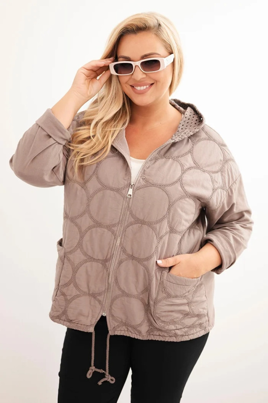 Kesi Dámská mikina Plus Size bavlněná na zip béžová Barva: Fialová, Velikost: UNI