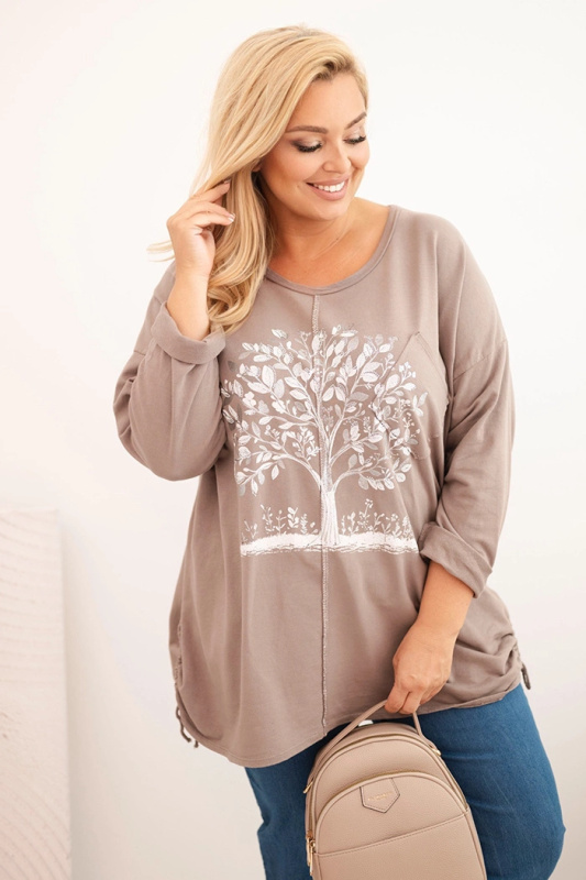 Kesi Dámská mikina Plus Size ART9662 s potiskem Barva: Fialová, Velikost: UNI