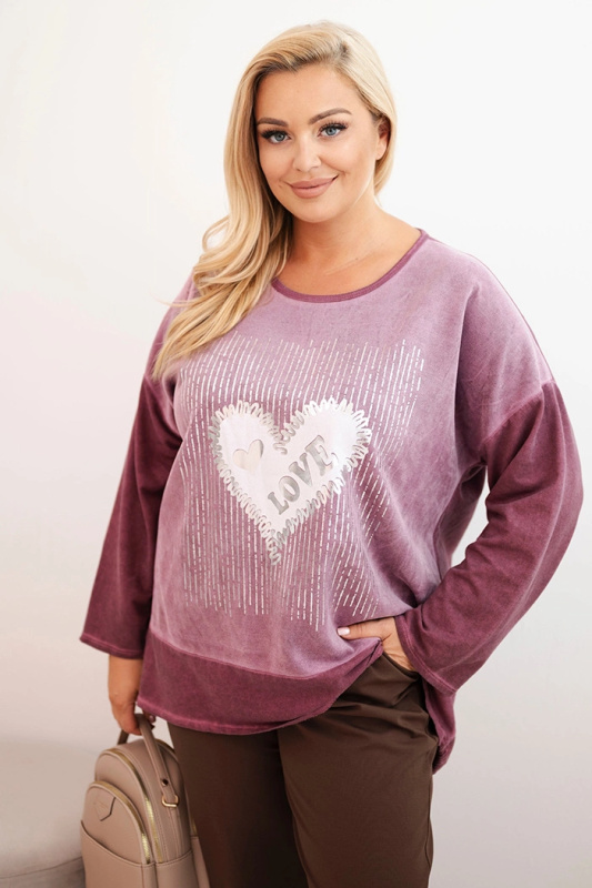 Kesi Dámská mikina Plus Size ART1507 s potiskem Barva: Růžová - tmavě, Velikost: UNI