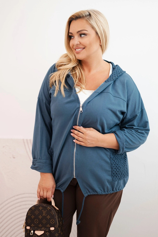 Kesi Dámská mikina Plus Size ART3636 s dlouhým rukávem Barva: Modrá, Velikost: UNI