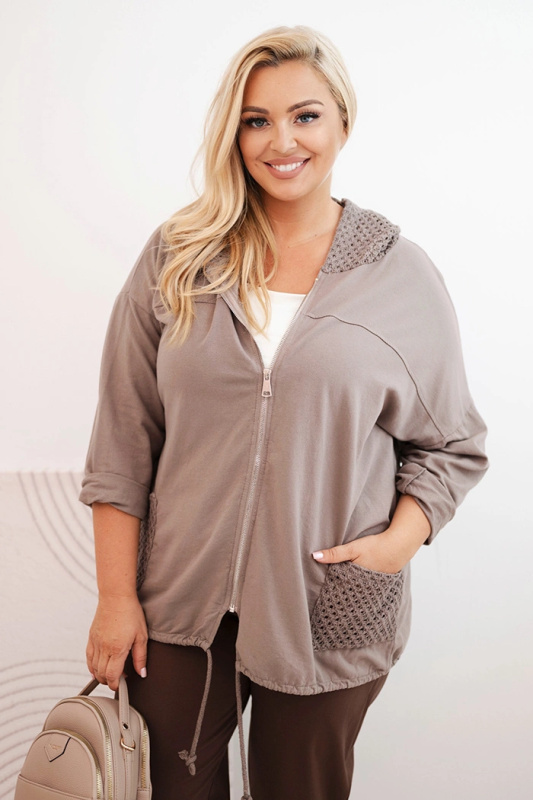 Kesi Dámská mikina Plus Size ART3636 s dlouhým rukávem Barva: Fialová, Velikost: UNI