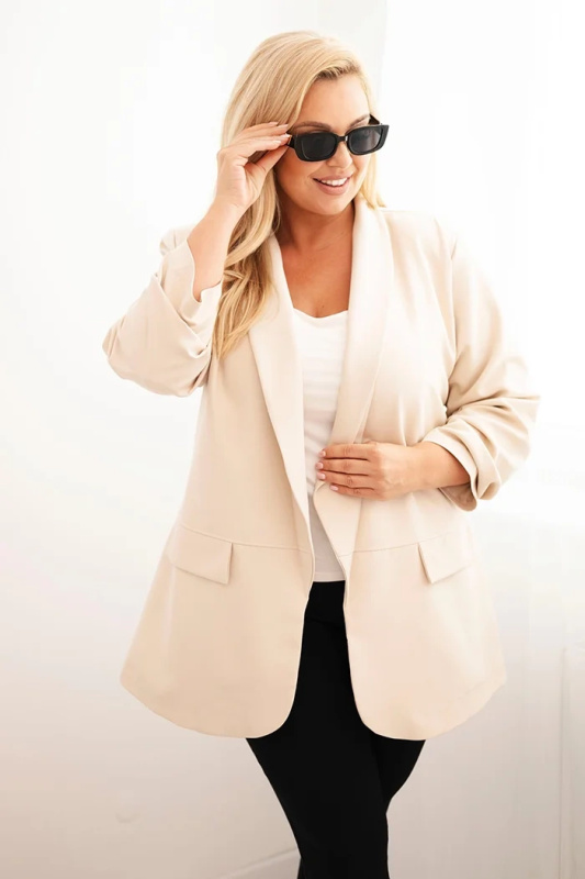 Kesi Dámská blazer Plus Size elegantní mořská Barva: Béžová, Velikost: UNI