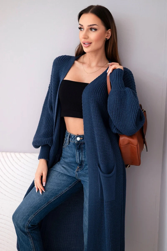 Kesi Dlouhý svetr Isolde - kardigan Barva: Modrá, Velikost: UNI