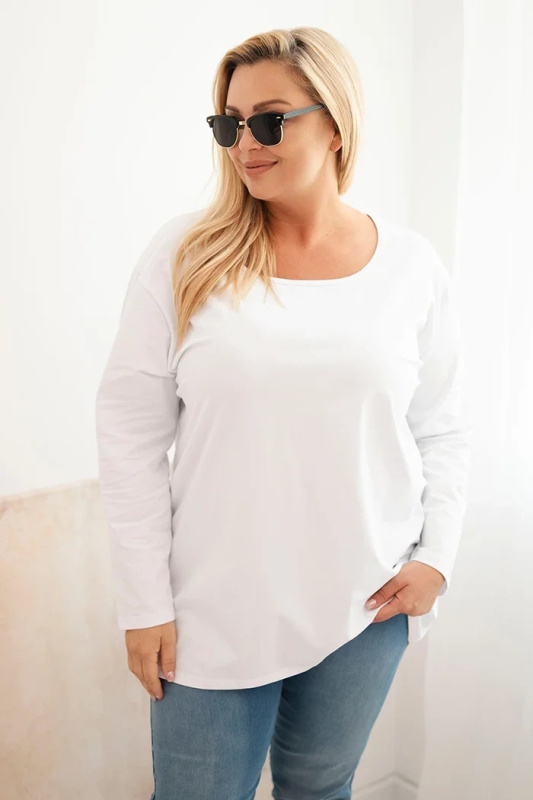 Kesi Dámská blůza Plus Size s lodičkovým výstřihem meruňková Barva: Bílá, Velikost: 2XL/3XL