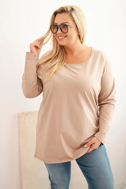 Kesi Dámská blůza Plus Size s lodičkovým výstřihem meruňková Barva: Fialová, Velikost: 2XL/3XL