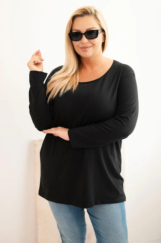 Kesi Dámská blůza Plus Size s lodičkovým výstřihem meruňková Barva: Černá, Velikost: 4XL/5XL