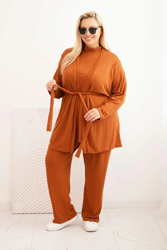 Kesi Dámský komplet Plus Size 3-dílný tmavě zelený Barva: Béžová, Velikost: UNI