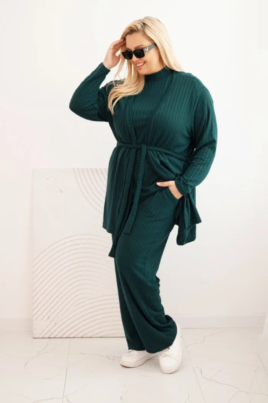 Kesi Dámský komplet Plus Size 3-dílný tmavě zelený Barva: Zelená - tmavě, Velikost: UNI