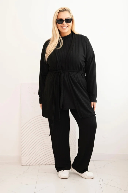 Kesi Dámský komplet Plus Size 3-dílný tmavě zelený Barva: Černá, Velikost: UNI