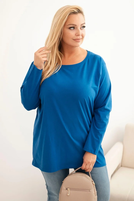 Kesi Dámská halenka Plus Size 6890 s kulatým výstřihem Barva: Modrá, Velikost: 2XL/3XL