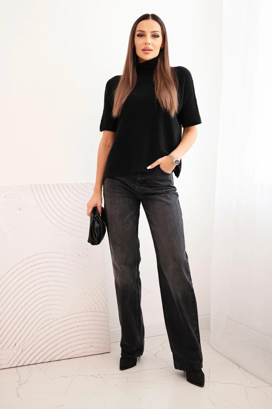 Kesi Dámský svetr s rolákem volného střihu Barva: Černá, Velikost: UNI