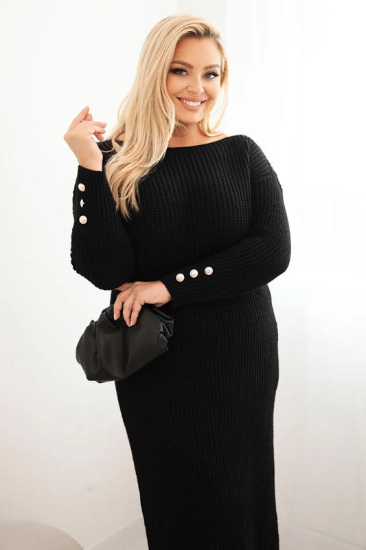 Kesi Dámské pletené šaty PLUS1 Plus Size Barva: Černá, Velikost: UNI