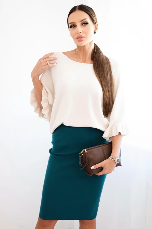 Kesi Dámská sukně z elastického viskózového úpletu béžová Barva: Modrá - tmavě, Velikost: UNI