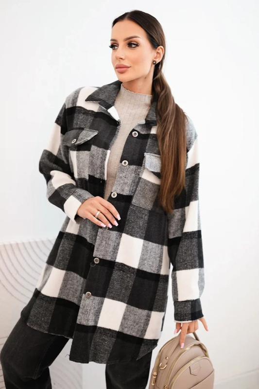 Kesi Dámská kostkovaná košile ART9007 Barva: Šedá - tmavě, Velikost: UNI