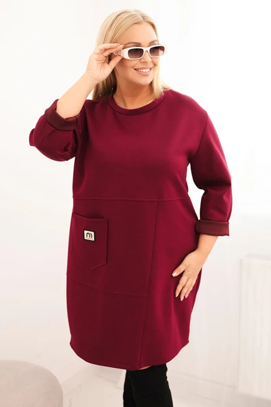 Kesi Dámské šaty 1965 Plus Size s kapsou a 3/4 rukávem Barva: Fialová, Velikost: UNI