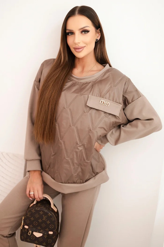 Kesi Dámský souprava z viskózy s prošívanou mikinou a kalhotami Barva: Fialová, Velikost: UNI