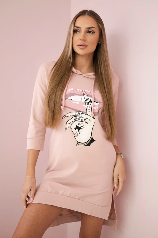 Kesi Šaty Lips s delšími zády a barevným potiskem Barva: Růžová - světle, Velikost: UNI