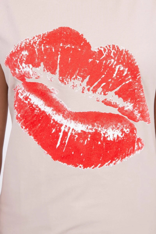 Kesi Halenka s potiskem rtů Barva: Béžová, Velikost: UNI