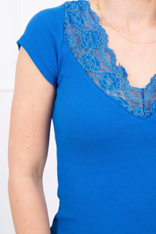 Kesi Halenka Ula s krajkovým výstřihem Barva: Modrá - tmavě, Velikost: UNI