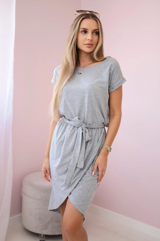 Kesi Šaty 8980 s obálkovým spodním dílem Barva: Šedá, Velikost: UNI