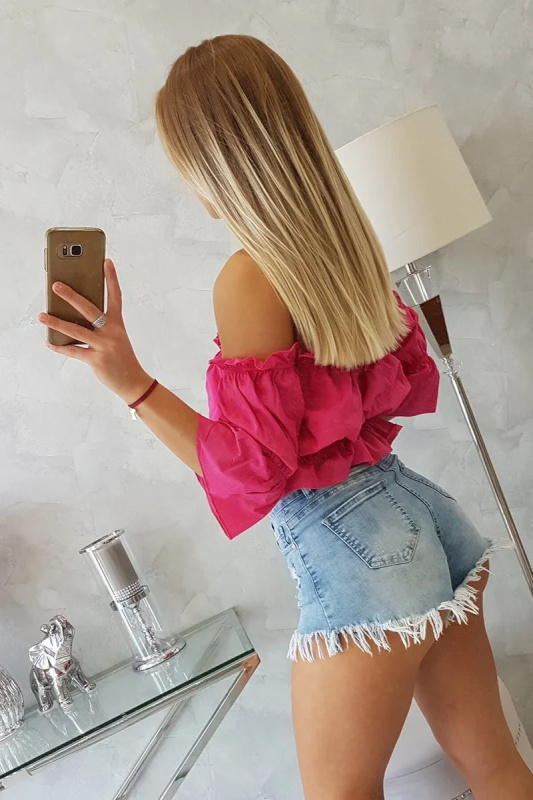 Kesi Španělská halenka Kenzie s odhalenými rameny Barva: Růžová - tmavě, Velikost: UNI