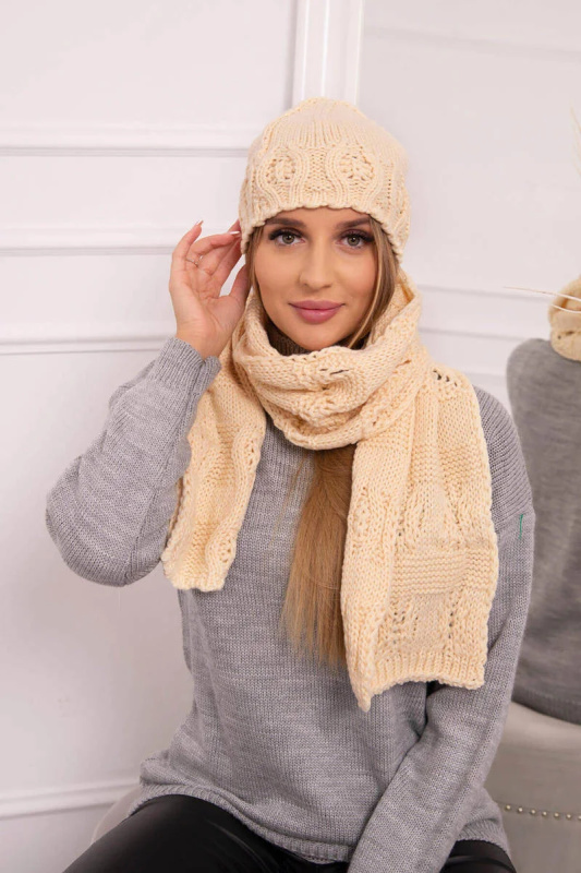 Dámská souprava se šátkem Adrianna K417 beige UNI