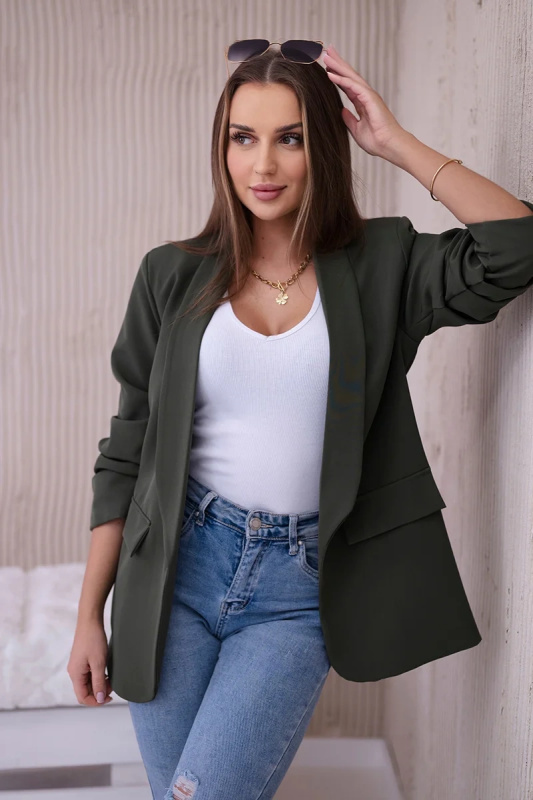 Bunda s klopou elegantní khaki UNI