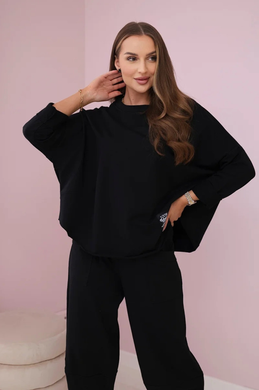 Kesi Bavlněný komplet Bessy - mikina + tepláky Barva: Černá, Velikost: UNI