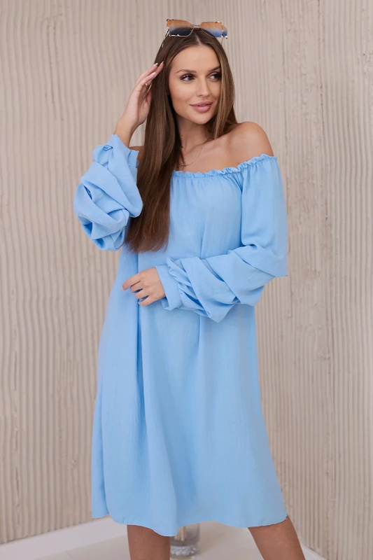 Kesi Španělské šaty IT-19 s ozdobnými rukávy Barva: Modrá, Velikost: UNI