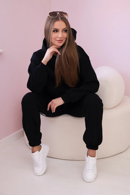 Kesi Bavlněná souprava Denise s potiskem mikina + tepláky Barva: Černá, Velikost: UNI
