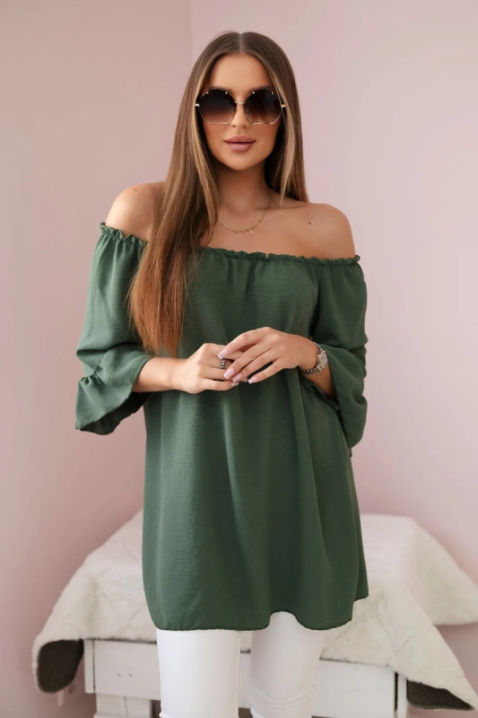 Kesi Španělská halenka Kaila s volánky na rukávu Barva: Zelená, Velikost: UNI