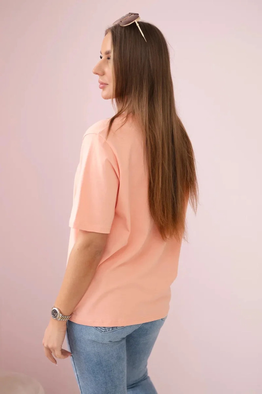 Kesi Bavlněné triko Wanda s potiskem srdce Barva: Růžová, Velikost: UNI