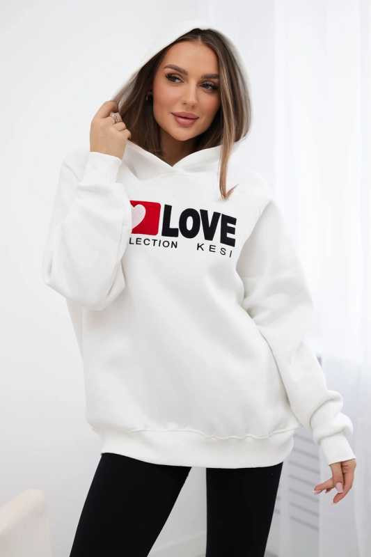 Kesi Zateplená bavlněná mikina s kapucí Love Barva: Smetanová, Velikost: UNI
