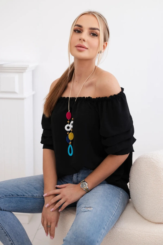 Kesi Španělská halenka Kylie s ozdobnými rukávy Barva: Černá, Velikost: UNI