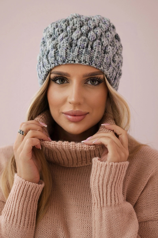 Čepice K156 šedá + fialová UNI