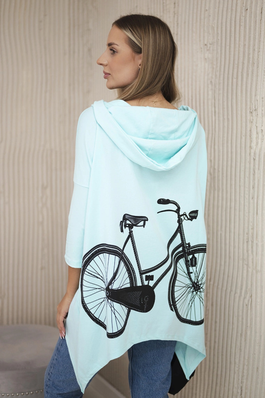 Kesi Mikina Bike s potiskem Barva: Tyrkysová, Velikost: UNI