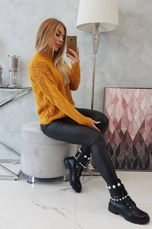 Kesi Svetr Sesa s kosočtvercovým vzorem Barva: Žlutá, Velikost: UNI