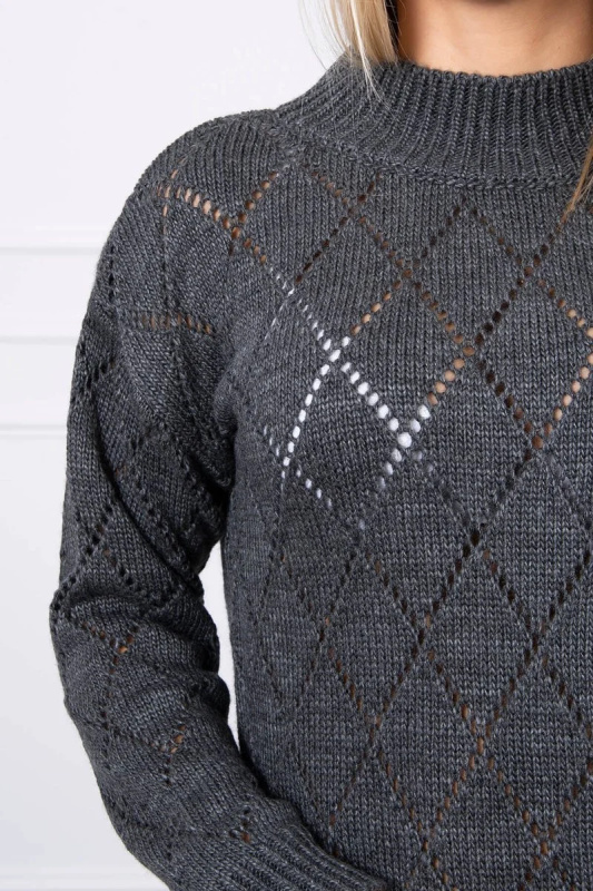 Kesi Svetr Sesa s kosočtvercovým vzorem Barva: Šedá - tmavě, Velikost: UNI