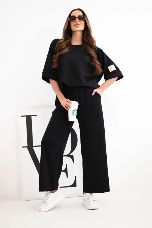 Dámský set Kesi Włoski - mikina a široké kalhoty černé