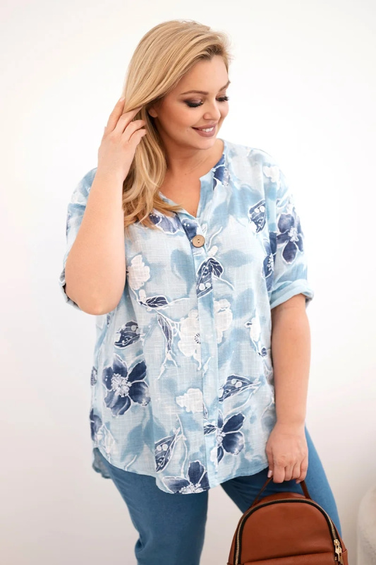 Dámská halenka plus size s květinovým vzorem