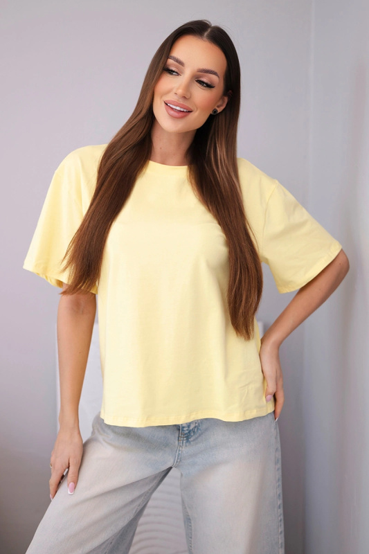 Kesi Dámské bavlněné basic tričko ARTF1668 s krátkým rukávem Barva: Žlutá, Velikost: UNI