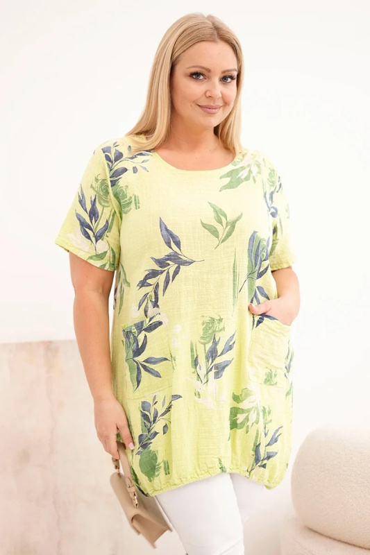 Plus-size dámská bavlněná halenka se šňůrkou