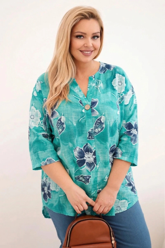 Kesi Włoski dámská plus-size halenka s květinovým vzorem