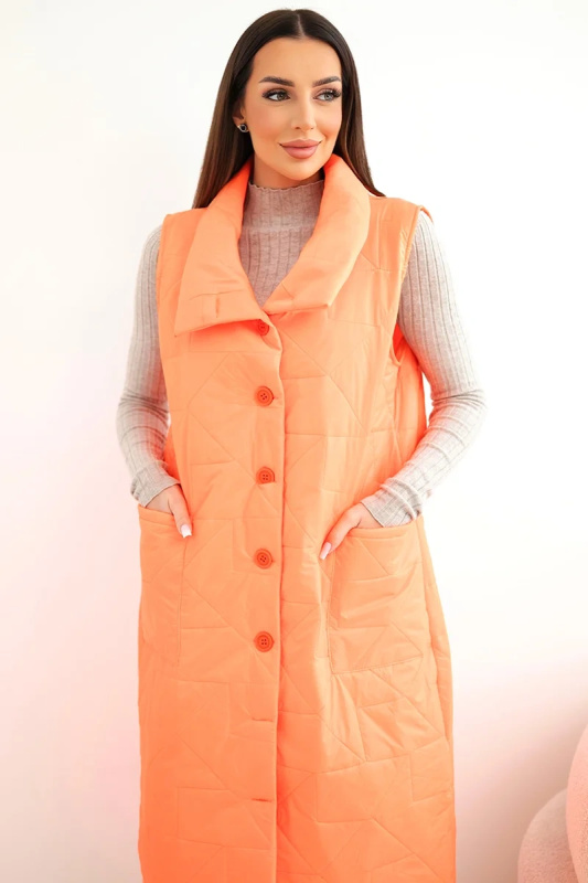 Kesi dámská dlouhá prošívaná vesta s kapsami