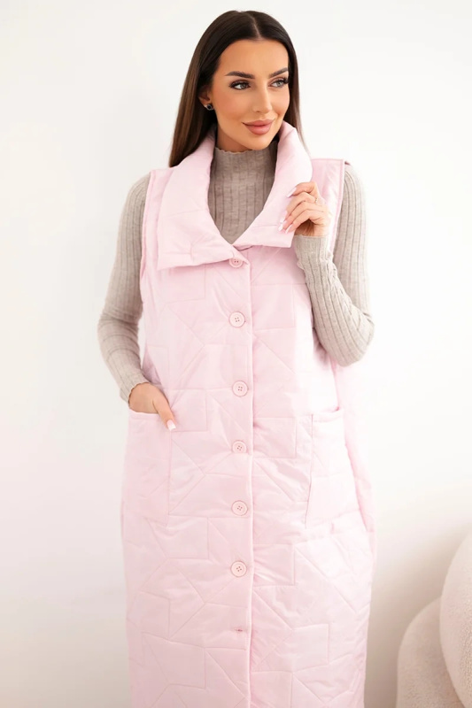 Dlouhá prošívaná vesta s límcem