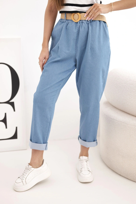 Kesi dámské kalhoty s páskem světlé