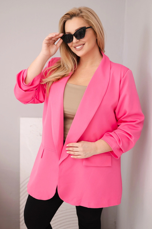 Kesi Dámské sako ART1085 Plus Size Barva: Růžová, Velikost: UNI